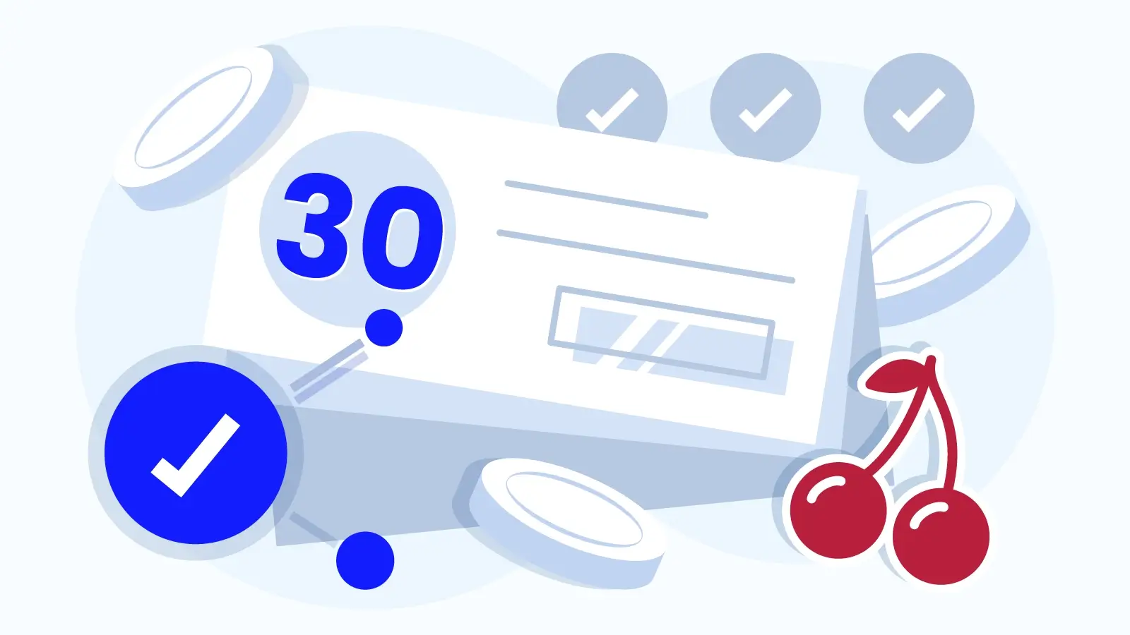 Illustrated checklist showing 5 key criteria for reviewing 30 free spins no deposit offers in Ireland including MGA license, wagering requirements, and cashout limits
