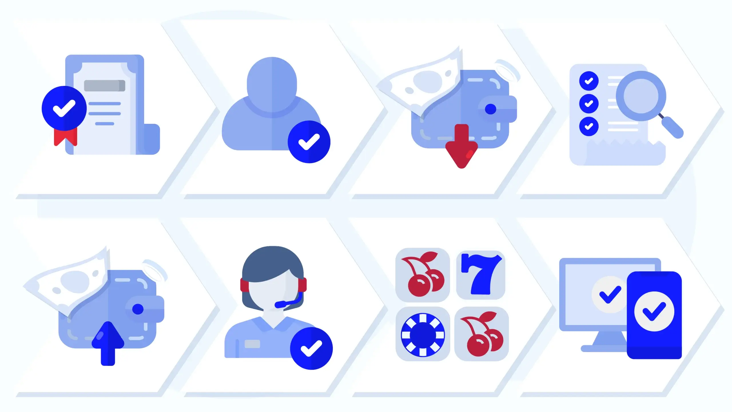 Visual workflow of KingCasinoBonus' 8-criteria testing process including license verification, game portfolio analysis, and payment evaluations
