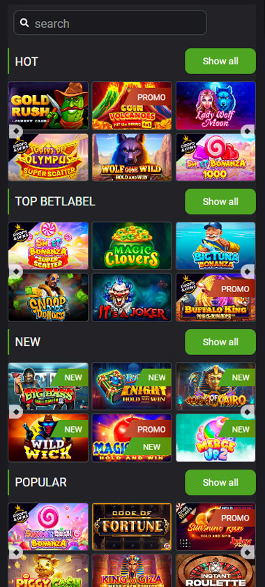 Betlabel Casino Mobile Preview 1