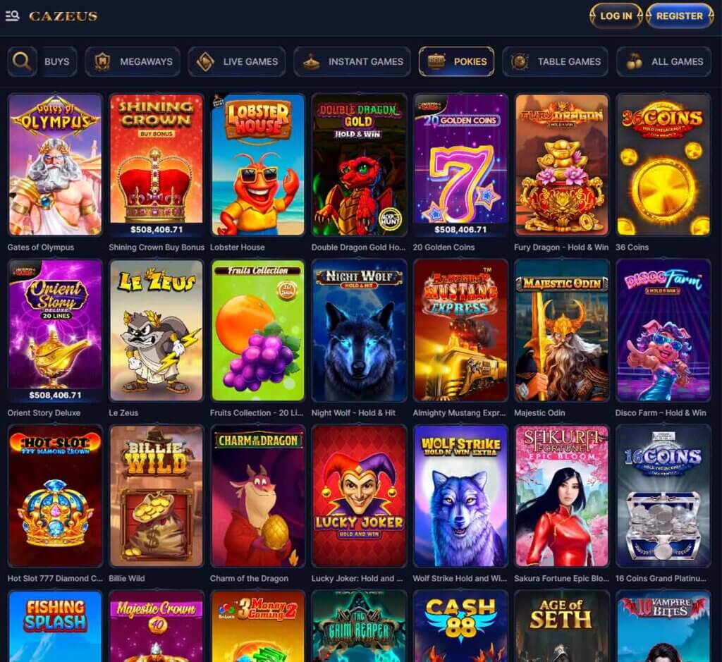 Cazeus Casino desktop slots screenshot showing slot game categories, featured titles and filtering options - tested Cazeus Casino desktop slots screenshot showing slot game categories, featured titles and filtering options - tested
