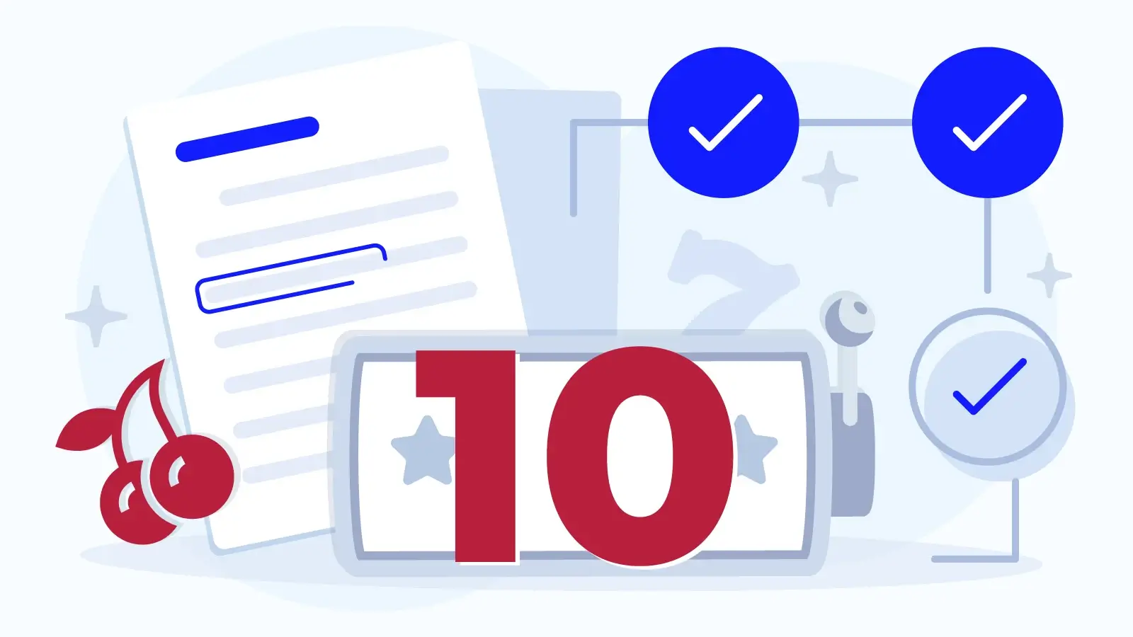 Infographic showing the 5-step selection process for evaluating 10 free spins no deposit bonuses, including license verification, wagering requirements analysis, game selection review, cashout limit assessment, and terms transparency check