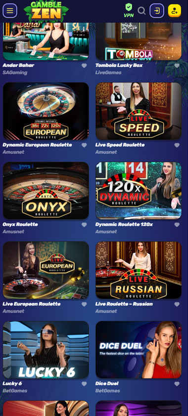 Gamblezen Casino Mobile Preview 2
