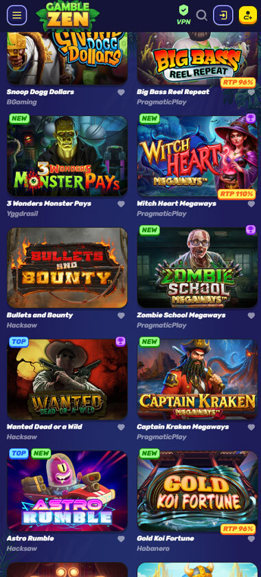 Gamblezen Casino Mobile Preview 1