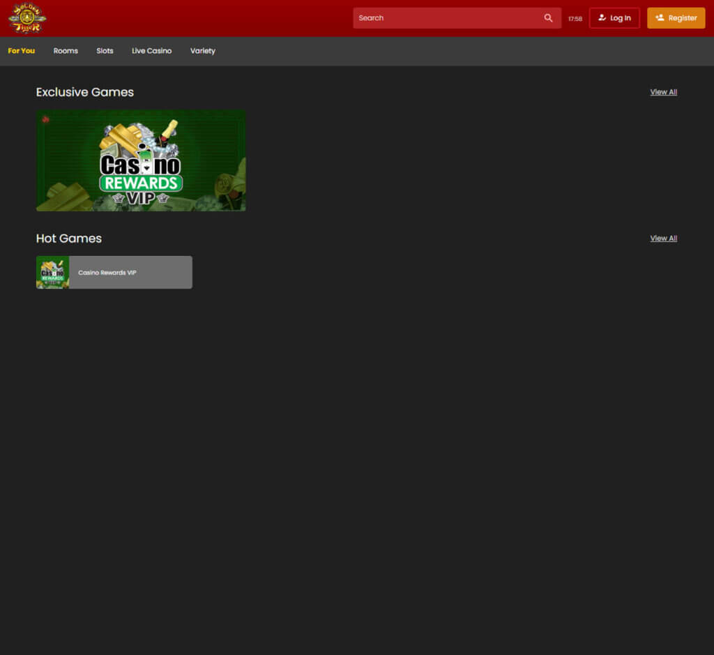 Golden Tiger Casino desktop homepage screenshot displaying main lobby with featured games, promotions and navigation menu - tested