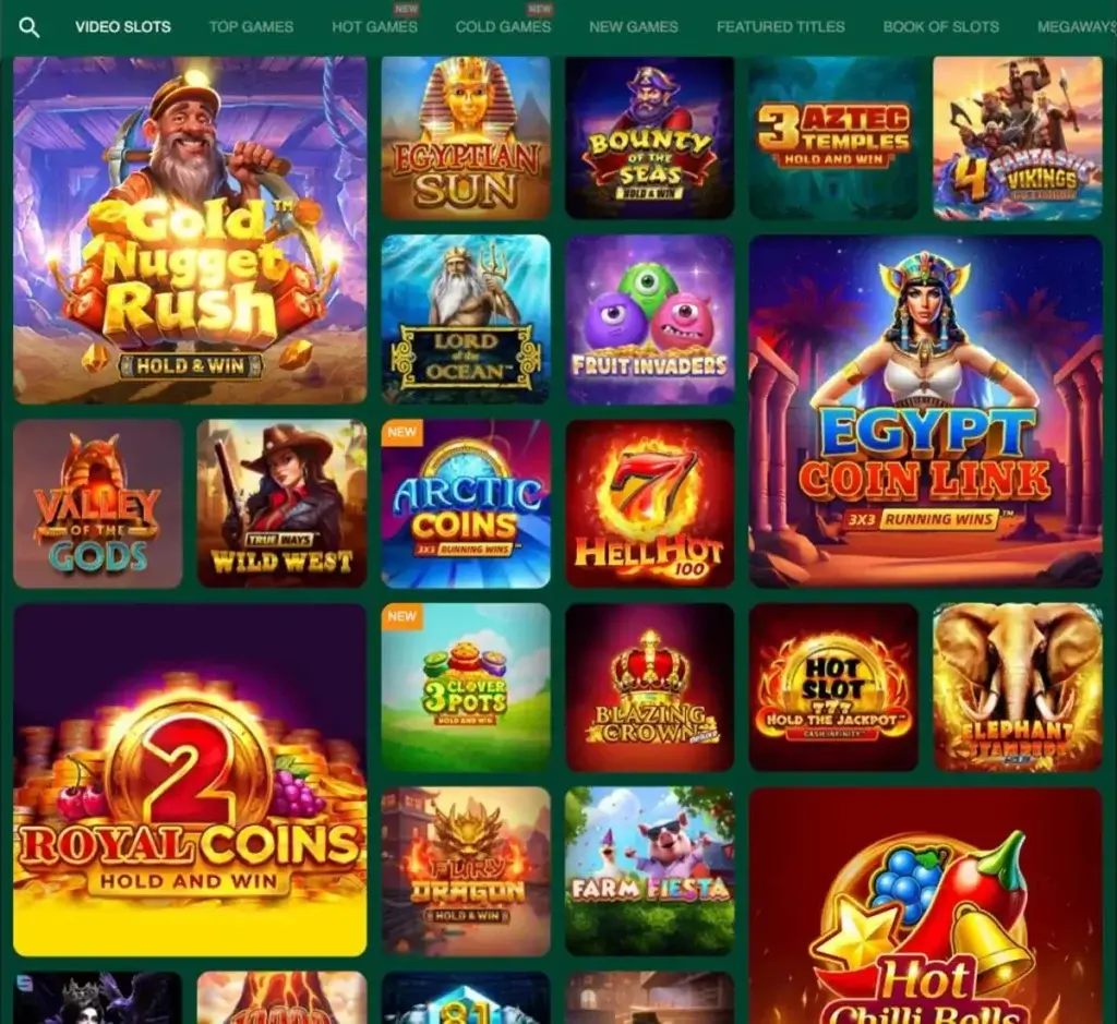 Gomblingo Casino desktop slots screenshot showing slot game categories, featured titles and filtering options - tested