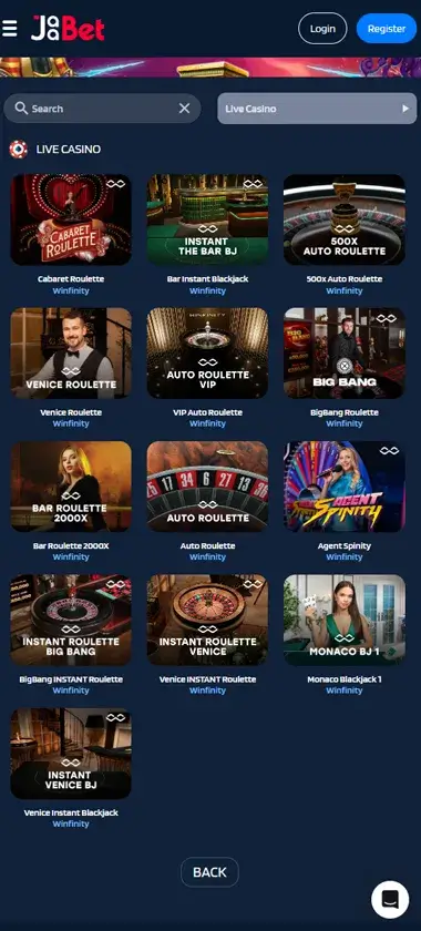 Jaabet Casino Mobile Preview 1