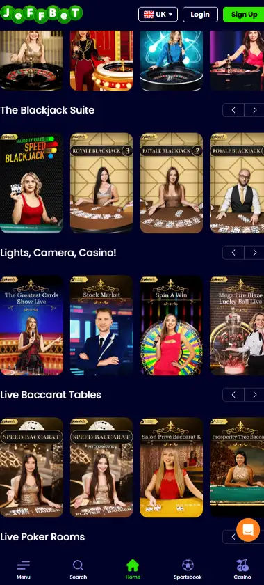 Jeffbet Casino Mobile Preview 2