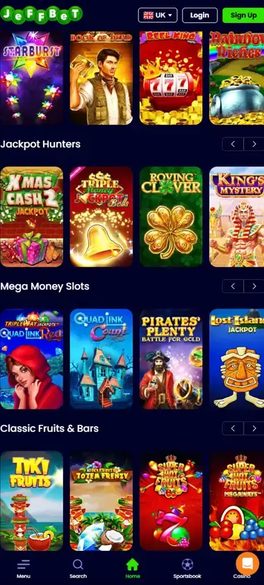 Jeffbet Casino Mobile Preview 1