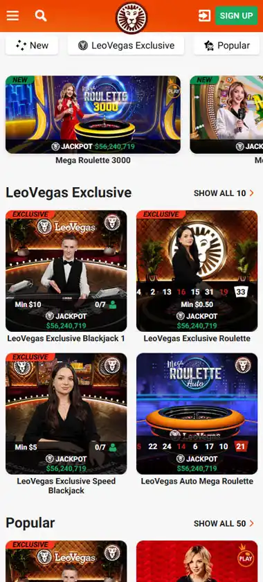 Leovegas Casino Mobile Preview 1