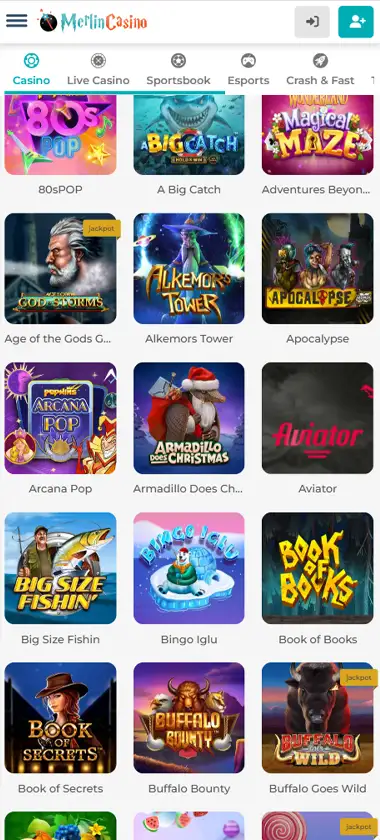 Merlin Casino Mobile Preview 1