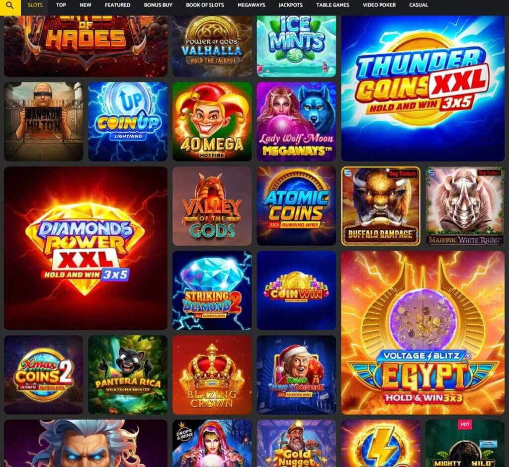 Palmslots Casino desktop slots screenshot showing slots library with featured titles, game categories and provider filters - tested Palmslots Casino desktop slots screenshot showing slots library with featured titles, game categories and provider filters - tested