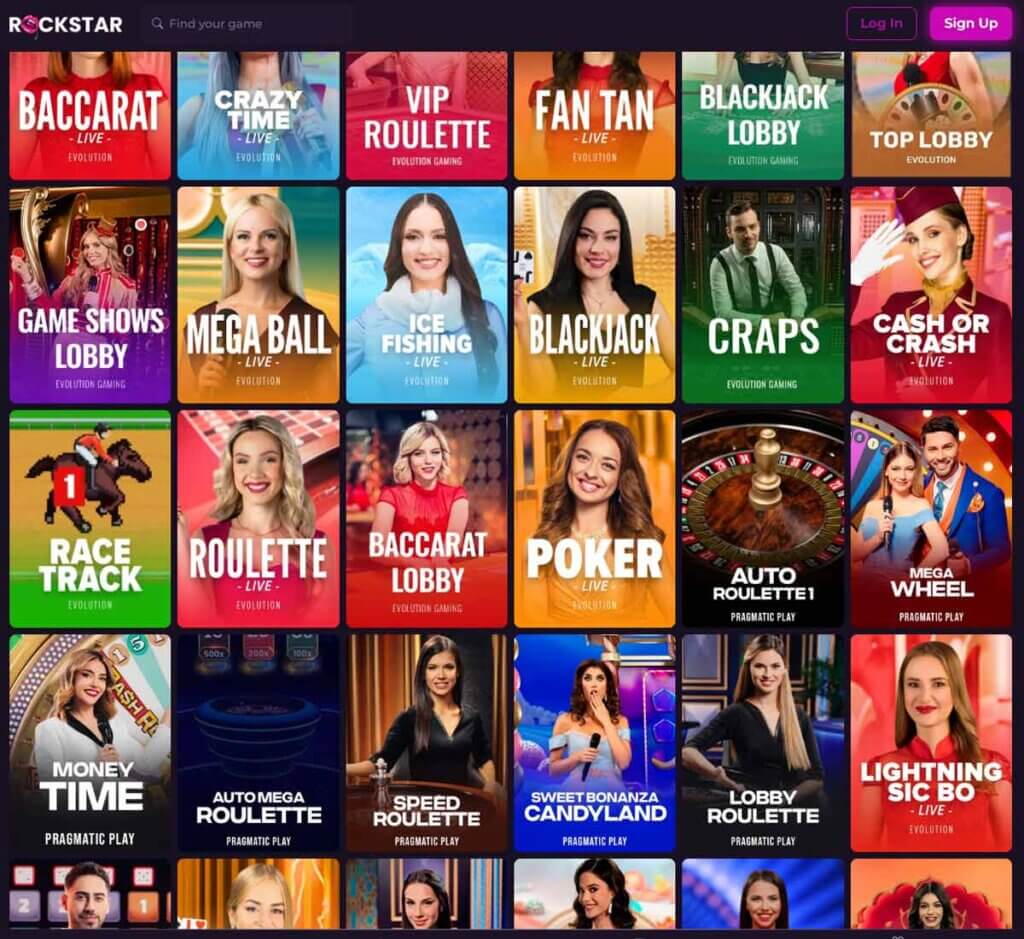 Rockstar Casino desktop live casino screenshot showing real-dealer tables including roulette, blackjack and baccarat with lobby navigation - tested Rockstar Casino desktop live casino screenshot showing real-dealer tables including roulette, blackjack and baccarat with lobby navigation - tested