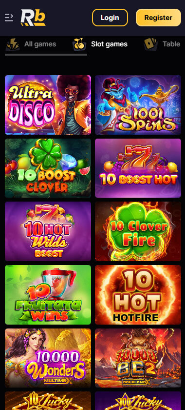 RoiBets Casino mobile slots screenshot showing slot game categories, featured titles and navigation on smartphone interface - tested RoiBets Casino mobile slots screenshot showing slot game categories, featured titles and navigation on smartphone interface - tested
