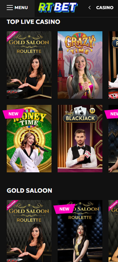 Rtbet Casino mobile live casino screenshot showing real-dealer tables including roulette, blackjack and baccarat on smartphone interface - tested Rtbet Casino mobile live casino screenshot showing real-dealer tables including roulette, blackjack and baccarat on smartphone interface - tested