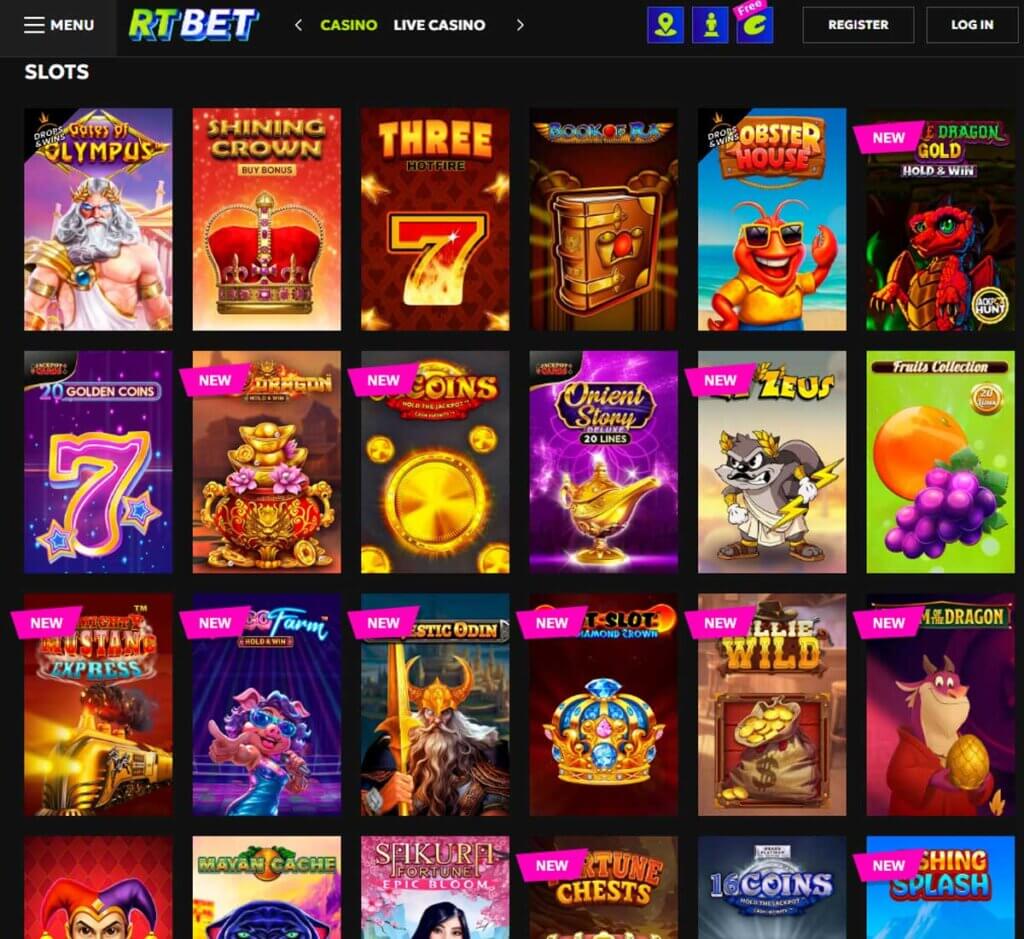 Rtbet Casino desktop slots screenshot showing slot game categories, featured titles and filtering options - tested Rtbet Casino desktop slots screenshot showing slot game categories, featured titles and filtering options - tested