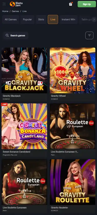 Slotozen Casino Mobile Preview 1