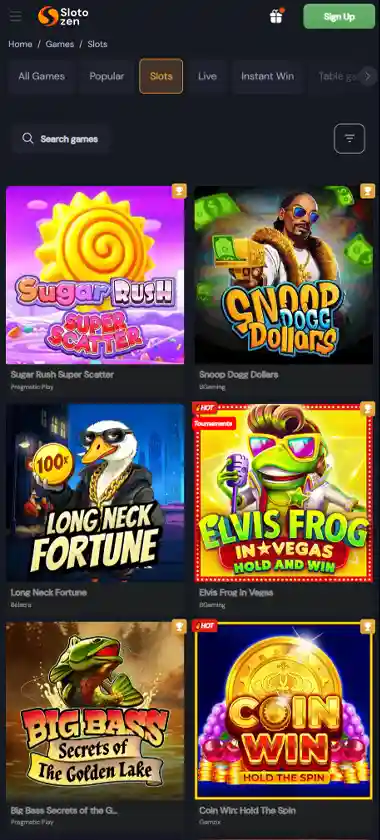 Slotozen Casino Mobile Preview 2