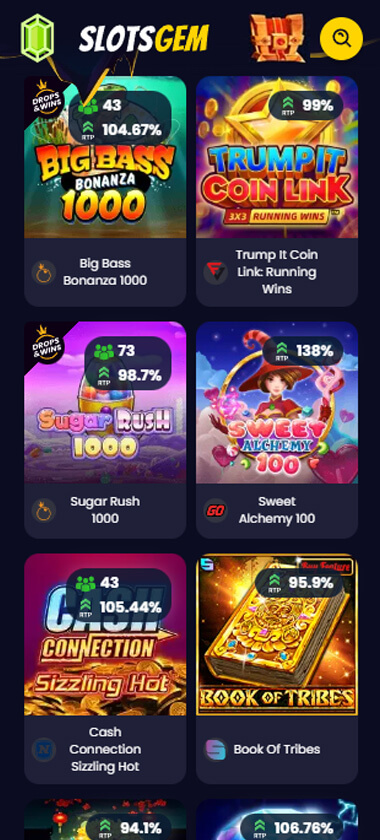 Slotsgem Casino Mobile Preview 2