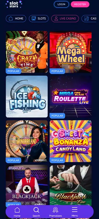 Slotstars Casino Mobile Preview 1