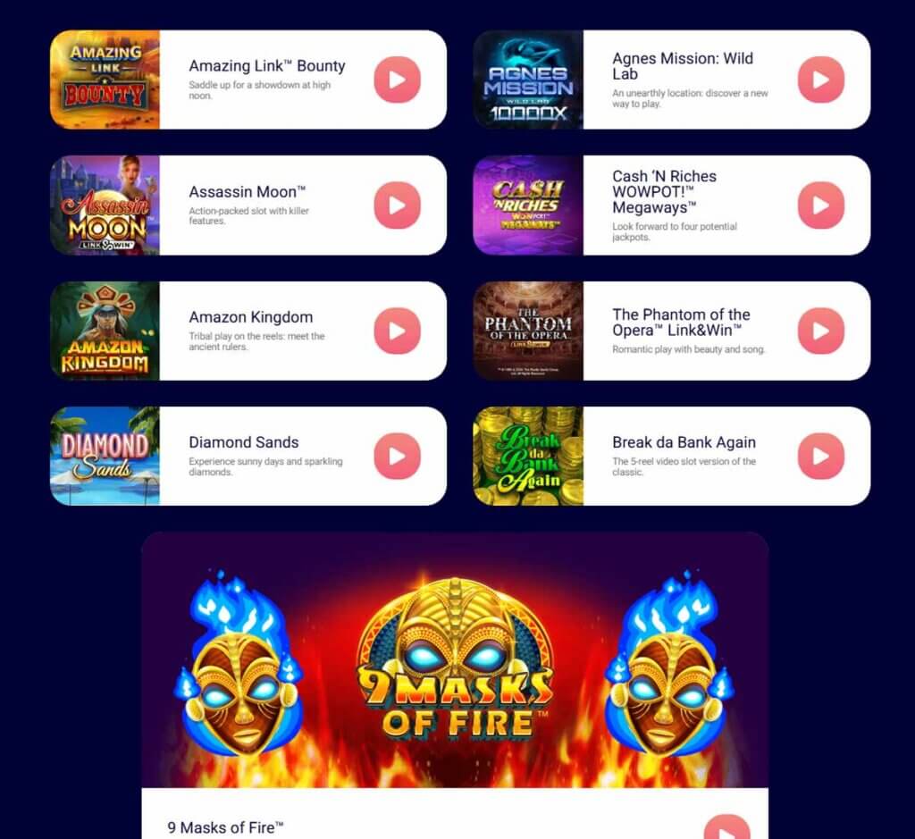 Spingalaxy Casino desktop homepage screenshot displaying main lobby with featured games, promotions and navigation menu - tested