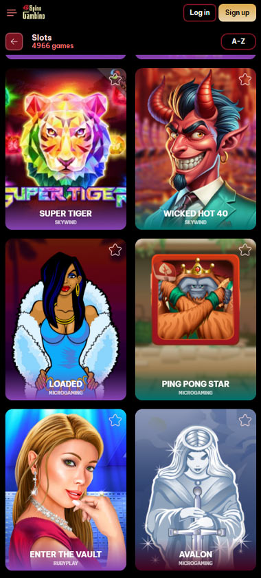 Spinogambino Casino mobile slots screenshot showing slot game categories, featured titles and navigation on smartphone interface - tested Spinogambino Casino mobile slots screenshot showing slot game categories, featured titles and navigation on smartphone interface - tested
