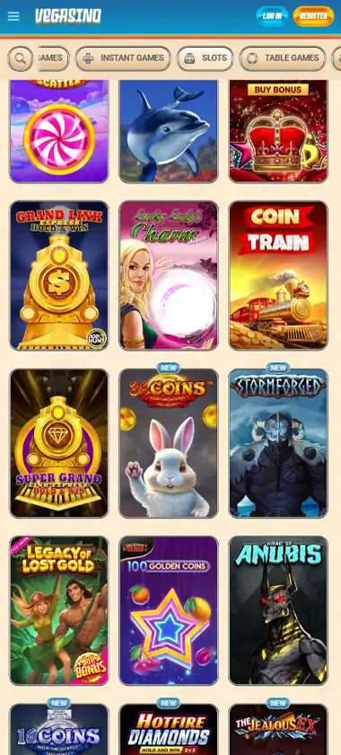 Vegasino Casino Mobile Preview 1