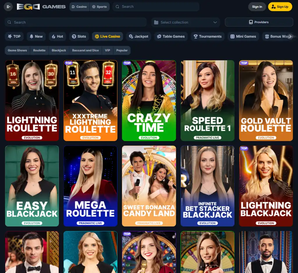 Ego Games Casino desktop live casino lobby screenshot featuring live dealer games and real-time streaming interface - review testing Ego Games Casino desktop live casino lobby screenshot featuring live dealer games and real-time streaming interface - review testing