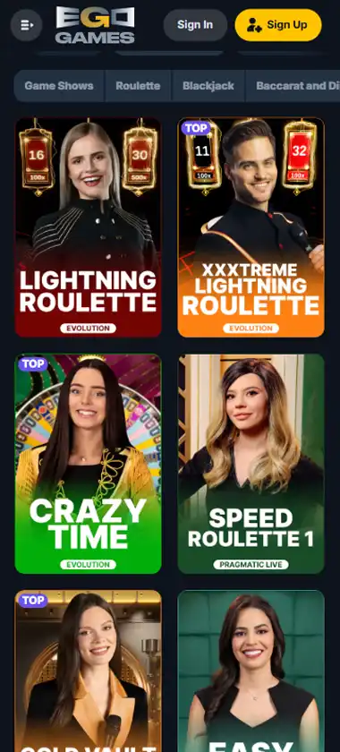 Ego Game Casino Mobile Preview 1