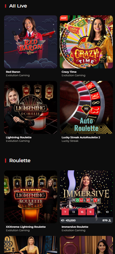 God Of Casino mobile live casino screenshot showing real-dealer tables including roulette, blackjack and baccarat on smartphone interface - tested