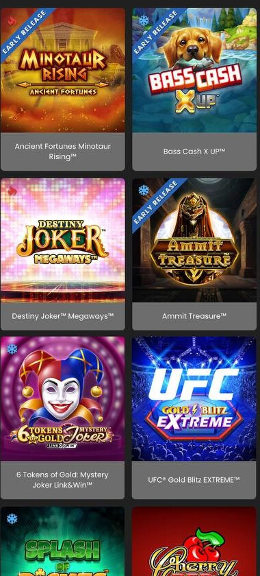 Golden Tiger Casino mobile homepage screenshot showing main lobby with featured games and promotions - captured during platform testing