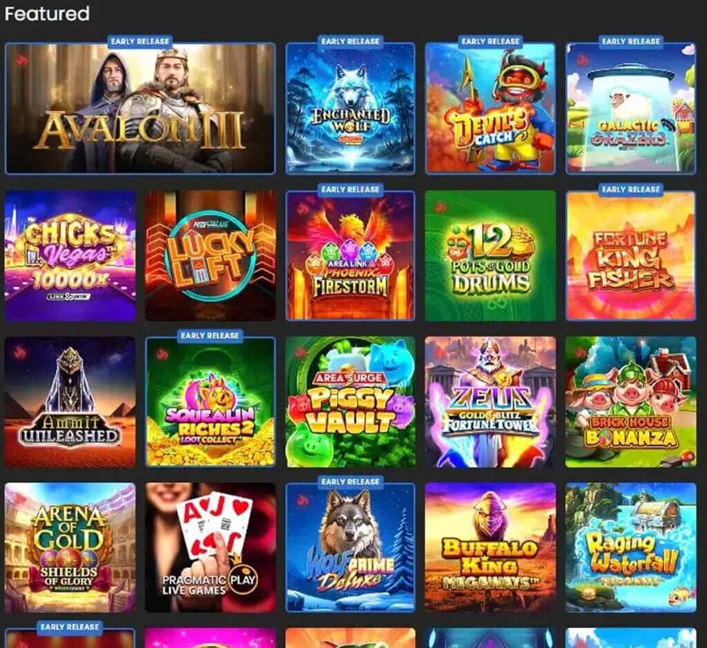 Golden Tiger Casino desktop homepage screenshot displaying main lobby with featured games, promotions and navigation menu - tested