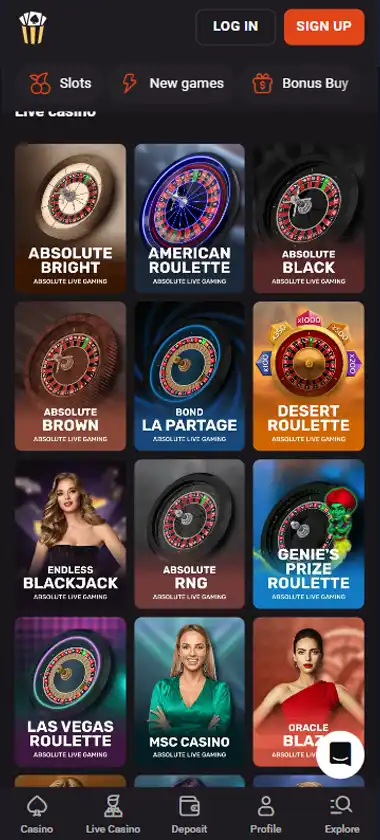 Hollywin Casino Mobile Preview 1