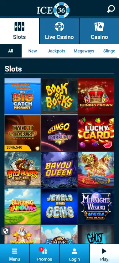 Ice36 Casino Mobile Preview 2