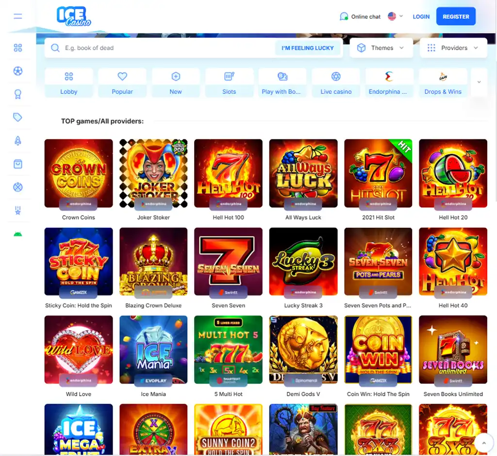Ice Casino desktop slots lobby screenshot presenting variety of slot games with categories and providers - verified Ice Casino desktop slots lobby screenshot presenting variety of slot games with categories and providers - verified