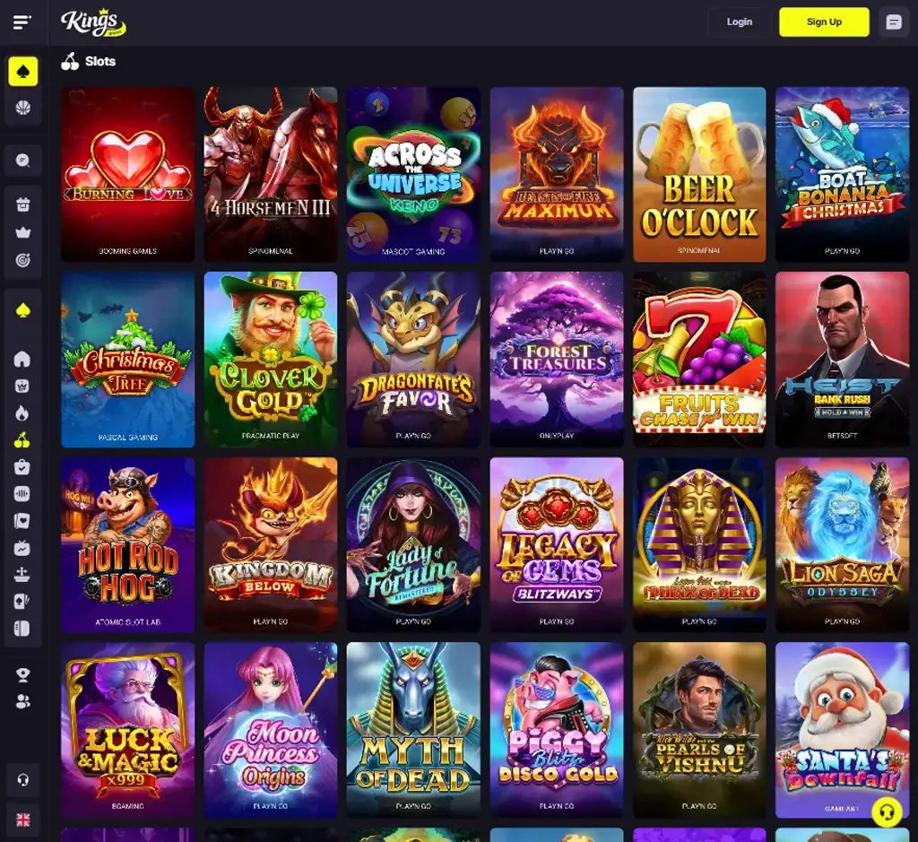 Kings Game Casino desktop slots lobby screenshot presenting variety of slot games with categories and providers - verified Kings Game Casino desktop slots lobby screenshot presenting variety of slot games with categories and providers - verified