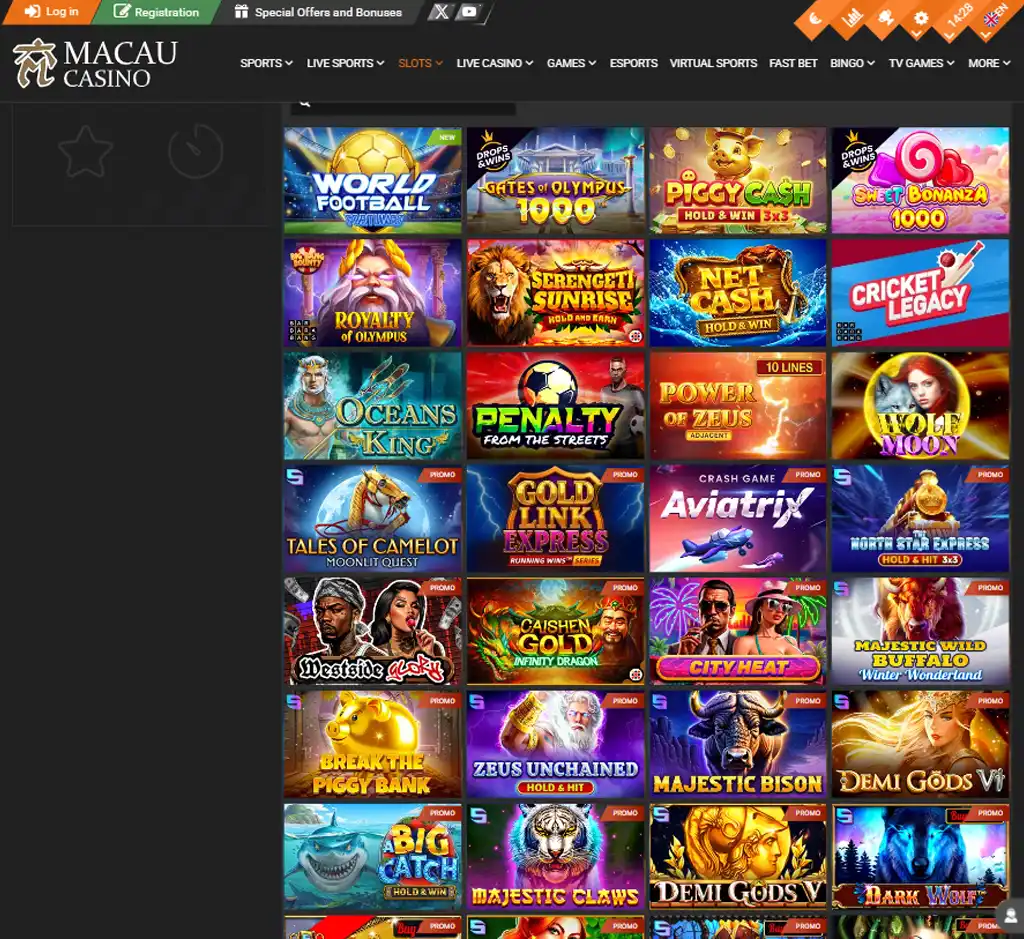 Macau Casino desktop slots lobby screenshot presenting variety of slot games with categories and providers - verified Macau Casino desktop slots lobby screenshot presenting variety of slot games with categories and providers - verified