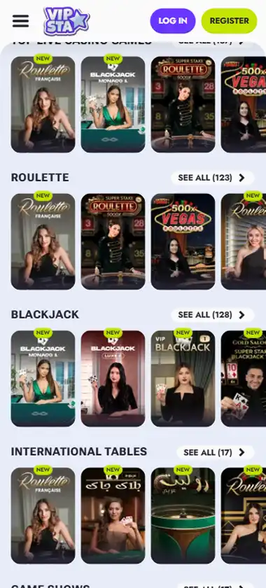 Vipsta Casino Mobile Preview 1