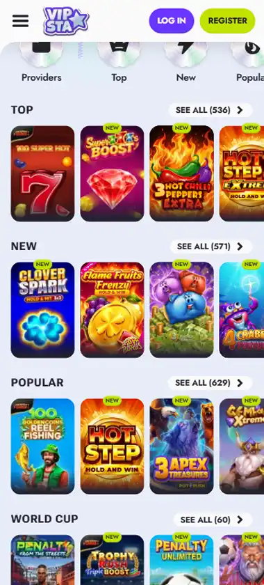 Vipsta Casino Mobile Preview 2