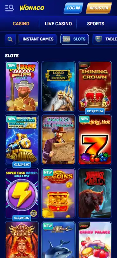 Wonaco Casino Mobile Preview 1