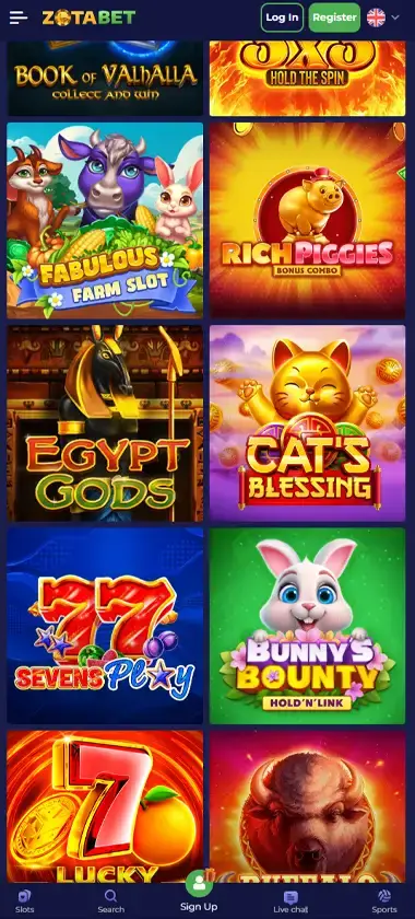 Zotabet Casino Mobile Preview 1